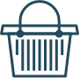 A shopping basket icon on a black background showcasing Mayfair homes.