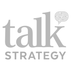 The talk strategy logo on a black background.