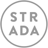 Stra ada logo on a black background.
